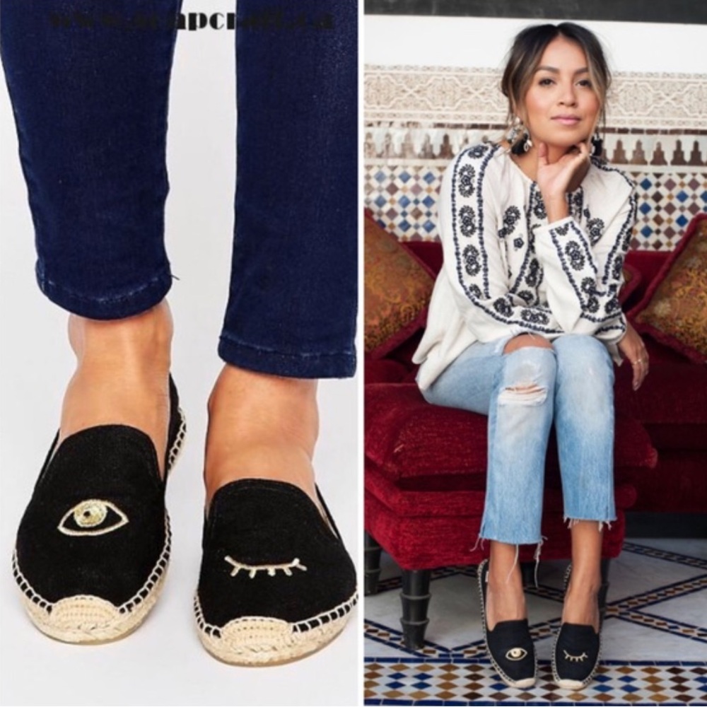 Soludos x Jason Polan Wink Espadrilles in Black/Gold
